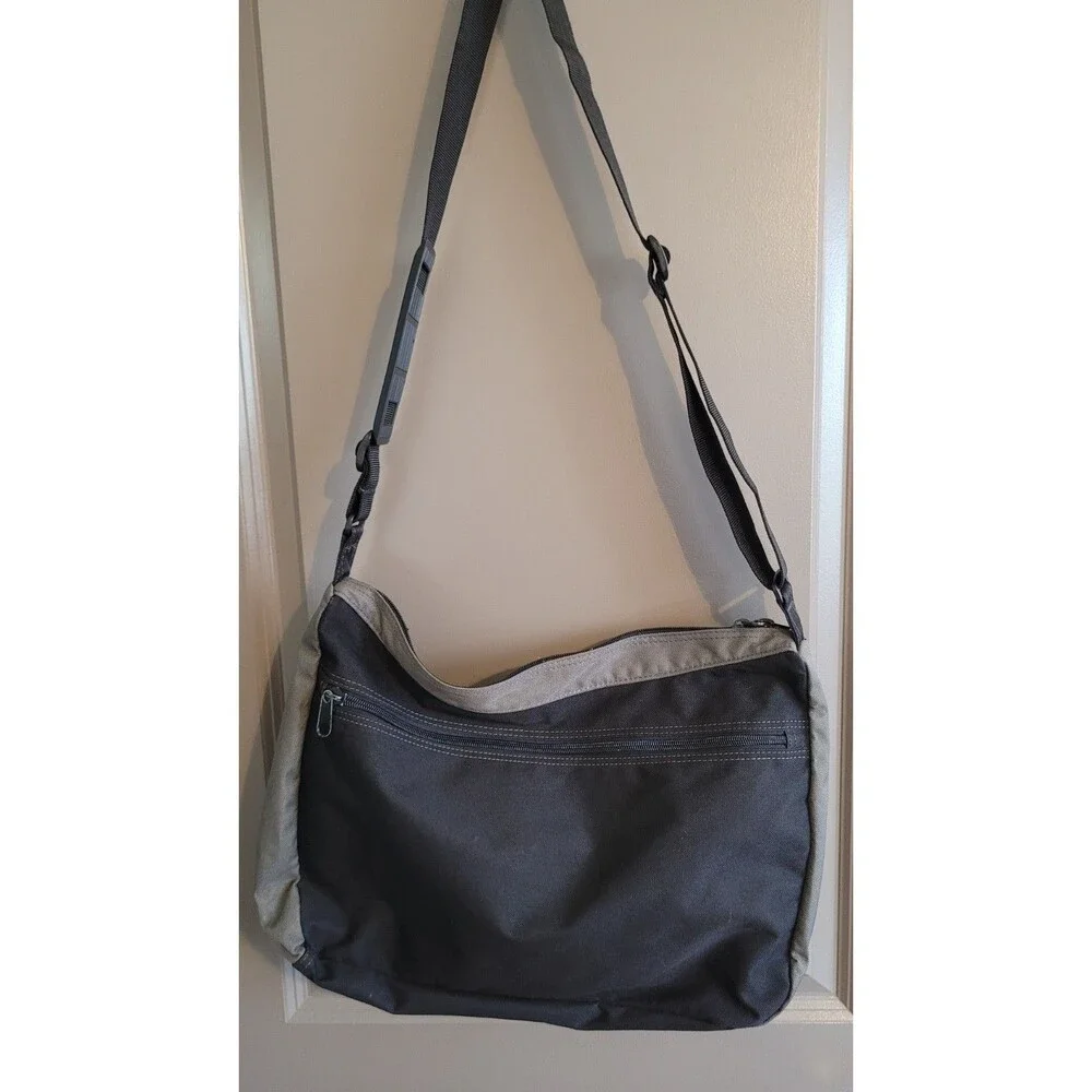 Messenger Bag NSBE Black Gray Canvas Laptop Crossbody Shoulder Carry Stain